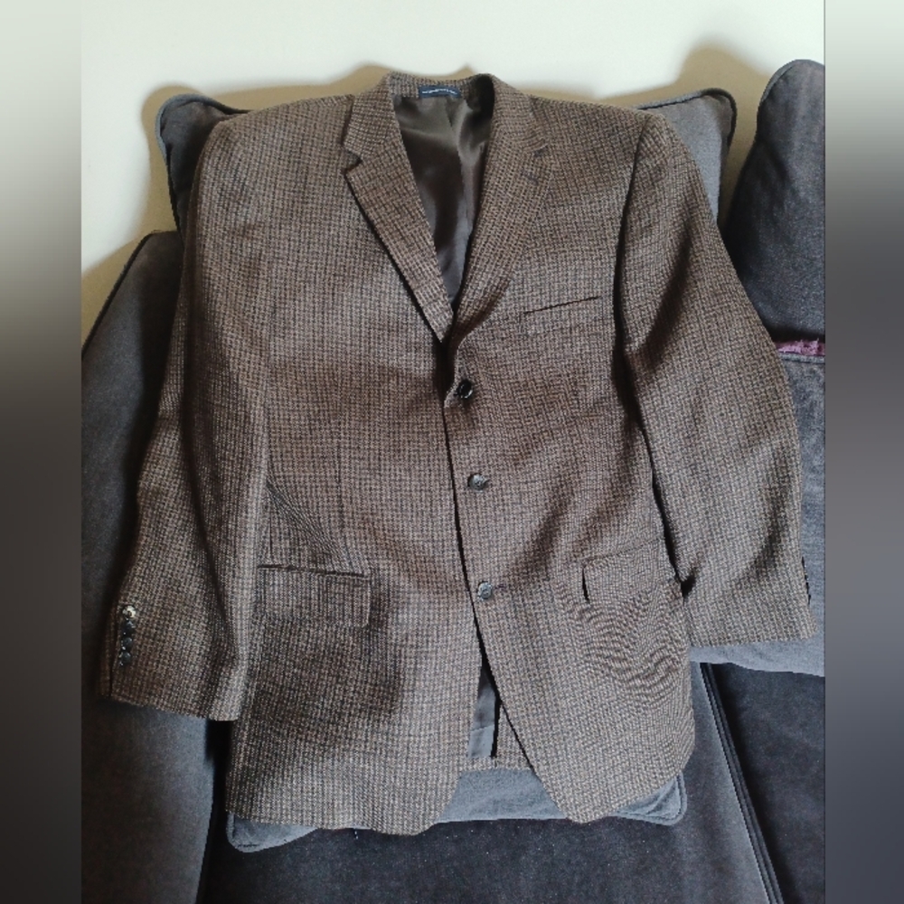 Stafford essentials Houndstooth wool Blazer 44r brown 3 button (073124B)